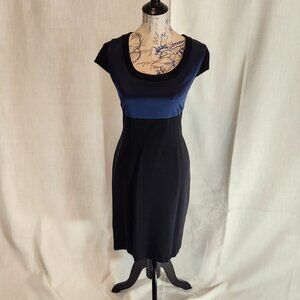 Diane Von Furstenberg Black and Blue Midi Dress